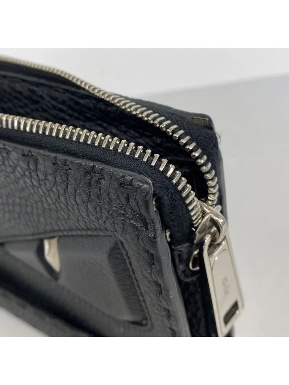 Fendi Clutch Montstar Selleria Leather Black Silver
